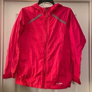 L.L. Bean Rain Jacket Kids Size L 14-16 Pink with Hood